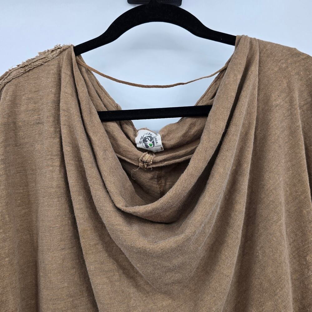We The Free Women's Linen Blend Cowl Drape Neck Boxy Oversized Top Brown XL - Picture 3 of 11